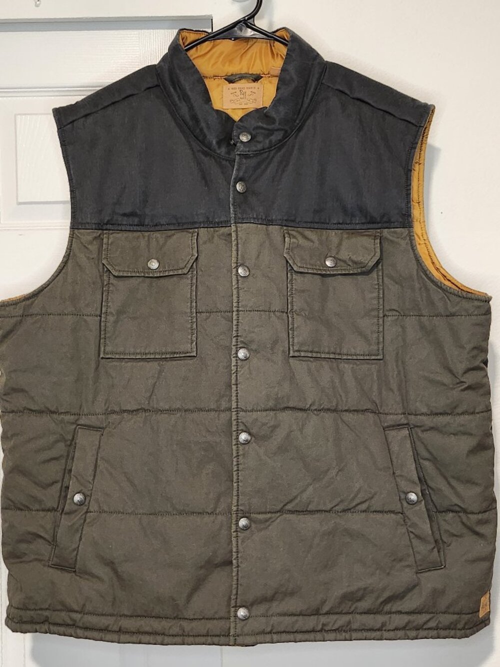 RedHead Ranch Quilted Vest Olive/Black Snap Front 2XL